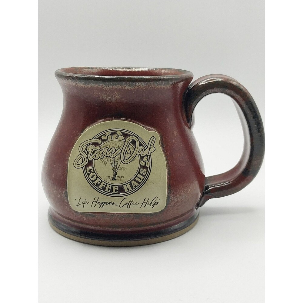 Sunset Hill Stoneware Stone Oak Coffee Haus Mug Red Glaze Wisconsin Collectible